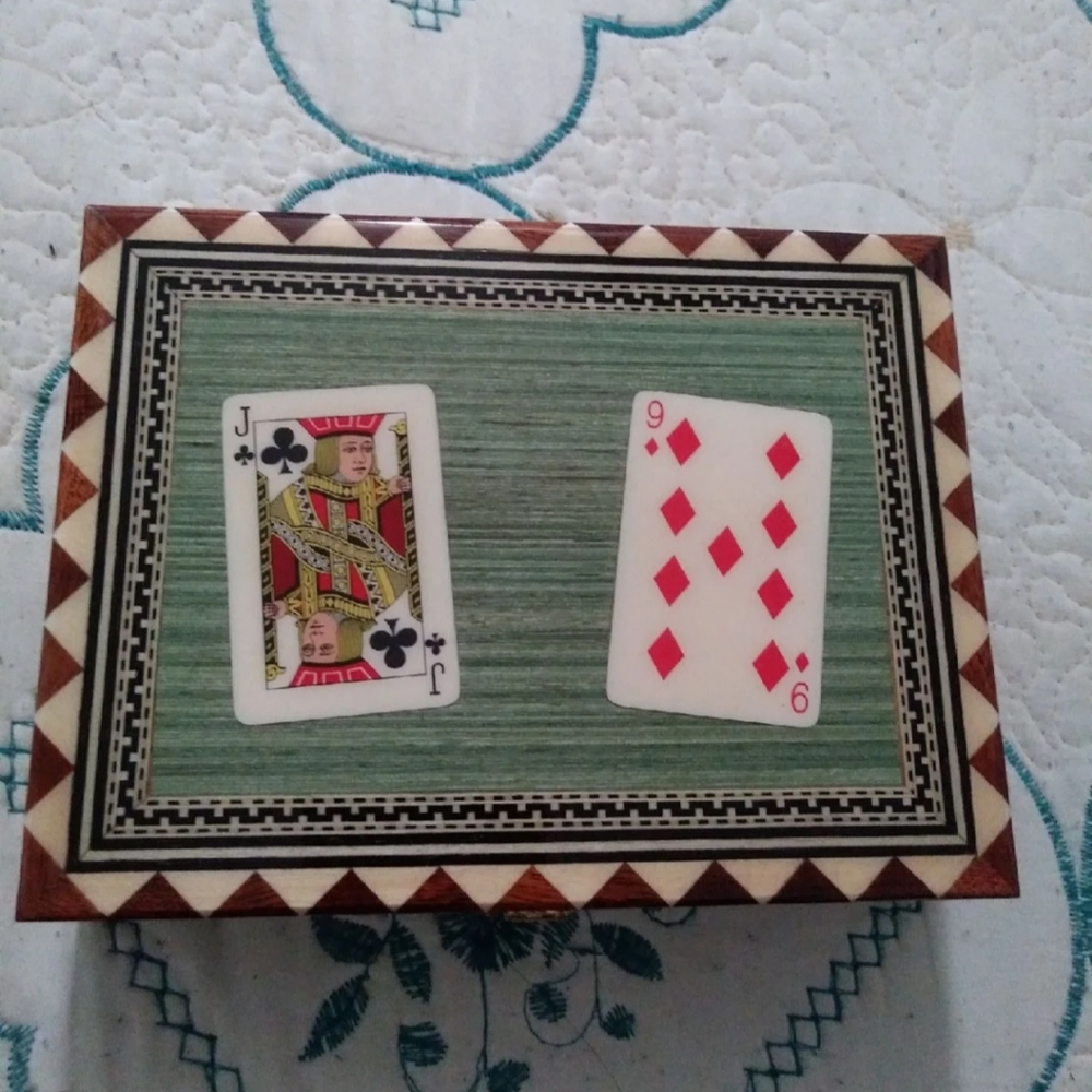 Wooden playing cards box